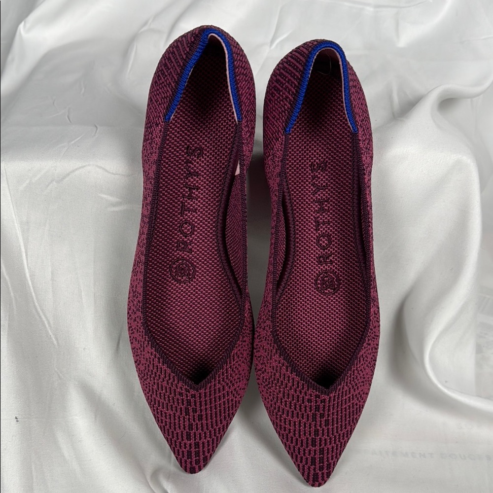 Rothy's Women's pointed python flat in burgundy 6.5